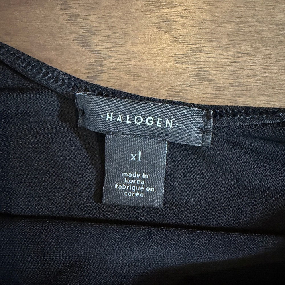 Halogen Womens XL Black Short Sleeve Scoop Neck Snap Gusset Bodysuit Stretch - Picture 2 of 6
